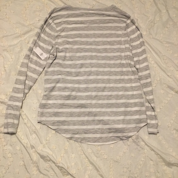 Gray and White Striped Long Sleeve Shirt - Picture 3 of 3